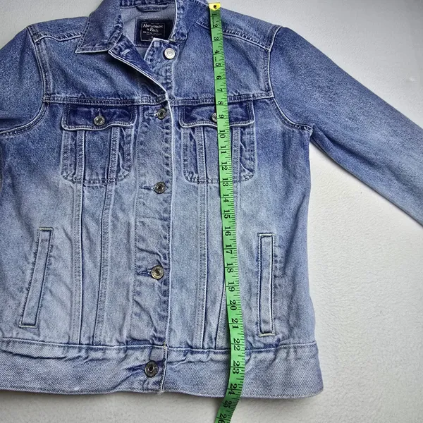 Abercrombie & Fitch Ombre Denim Trucker Jacket Blue‎ Gradient Womens Small - Image 8