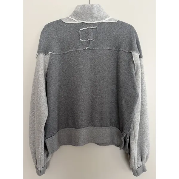 We The Free x Free People Kassey Half Zip Sweatshirt Two Tone Gray Size Small - Image 2