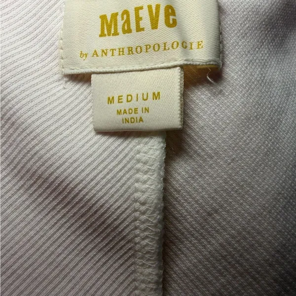 Maeve x Anthropologie White Zip Front Scoop Neck Top Size Medium. - Image 5
