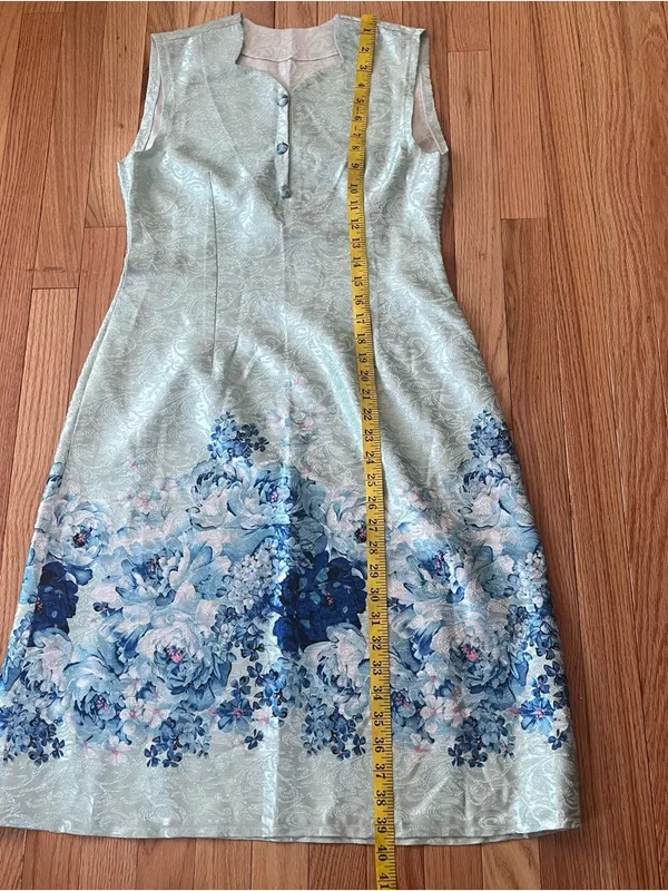 Coastal Floral Mini Dress 6 Blue White Garden Party Feminine Elegant Resort - Image 10