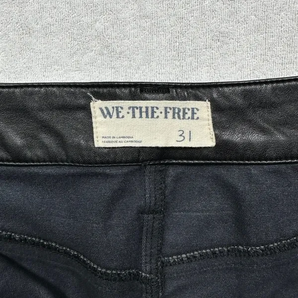 We The Free Leather Mini Skirt Black Size 31 Free People Button Front Moto Skirt - Image 2