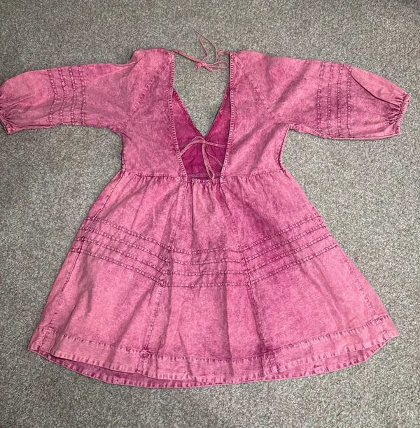 Free People Pink Denim Dress Mini - Image 3