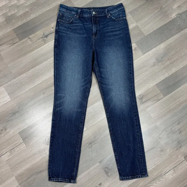 Express 90s High Rise Stretch Skinny Jeans‎ Dark Blue Size 10 Long - Image 5