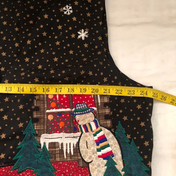 Funky Karen Scott Vintage Plus Size Black red Christmas Snowman festive vest tie back ugly sweater Size 2X - measurement in pics - Image 5