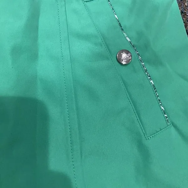 Dennis Basso Women's Sz XXS Water Resistant Button‎ Front Jacket Green Paisley - Image 5