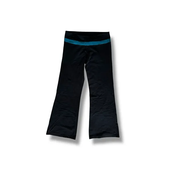Lululemon Groove Flare Leg Pull-on Pants Black Blue Stripe Band Activewear ~14 - Image 2