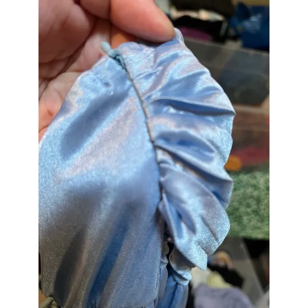 Women's Size Medium Strapless Maxi Dress Plisse Pleated Light Blue Corset Back - Image 10