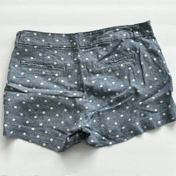 Old Navy Blue Polka Dot Linen Mid Rise Shorts Sz‎ 2 - Image 2