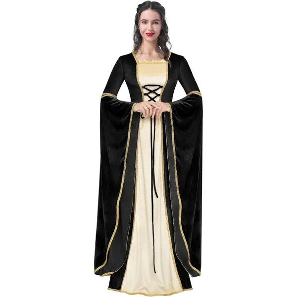 Spooktacular Renaissance Costume Women Velvet Medieval Dress Halloween LARGE - Image 5