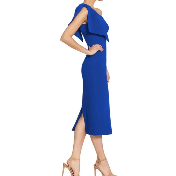 Dress the‎ Population Cobalt Blue One Shoulder Bow Sheath Dress XXS NWT Wedding - Image 2