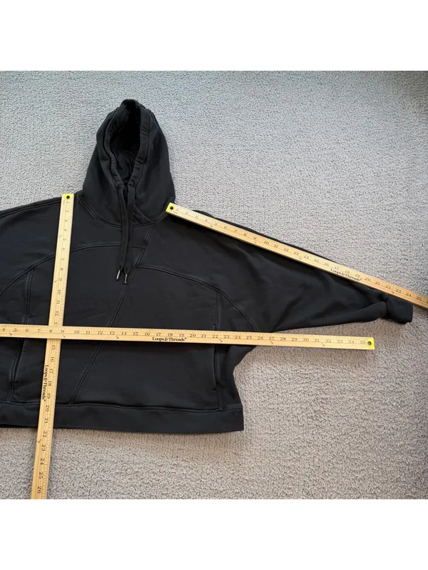 Lululemon Oversized Black Cotton Hoodie XS/S Women’s Pullover Boxy Heavyweight - Image 3