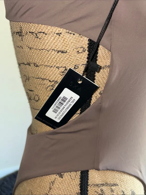SXA Sleek Taupe High Neck Swimsuit - Image 3