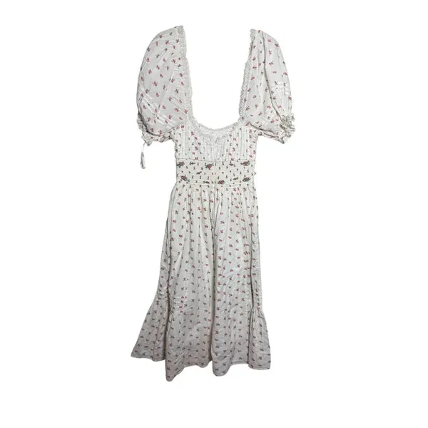 For Love & Lemons Guisti Floral Midi Dress – Smocked Bodice, Women’s Size S - Image 5