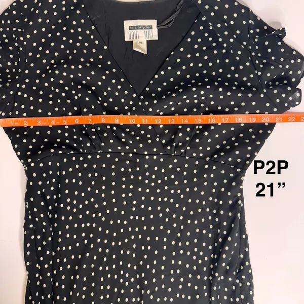 1990s VTG Dani Max Black & White‎ Polka Dot Rockabilly Maxi Dress w Ruffle Sz 14 - Image 11