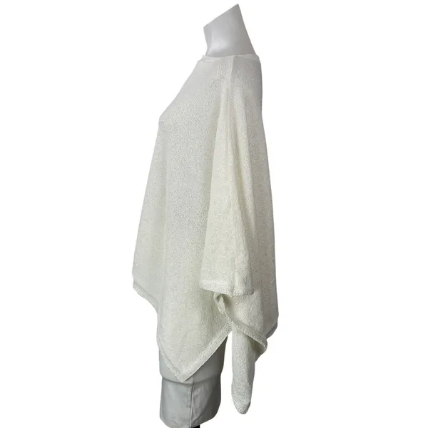 Princess Polly Rouse White Off The Shoulder Knit Flowy Poncho Wrap Cover Up S/M - Image 2