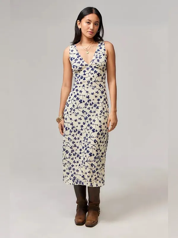NWT Motel Gabriela Midi Cream Floral Dress Size XS - Image 4
