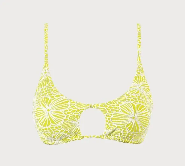 Berlook Light Green Floral Jacquard Cut Out Bikini Top ONLY 64 - Image 5