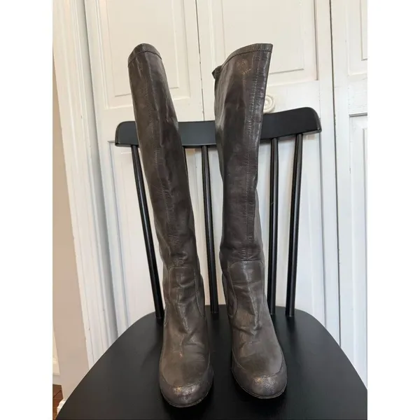 Donald J Pliner Chenia grey leather pewter tall boot size 9 - Image 4