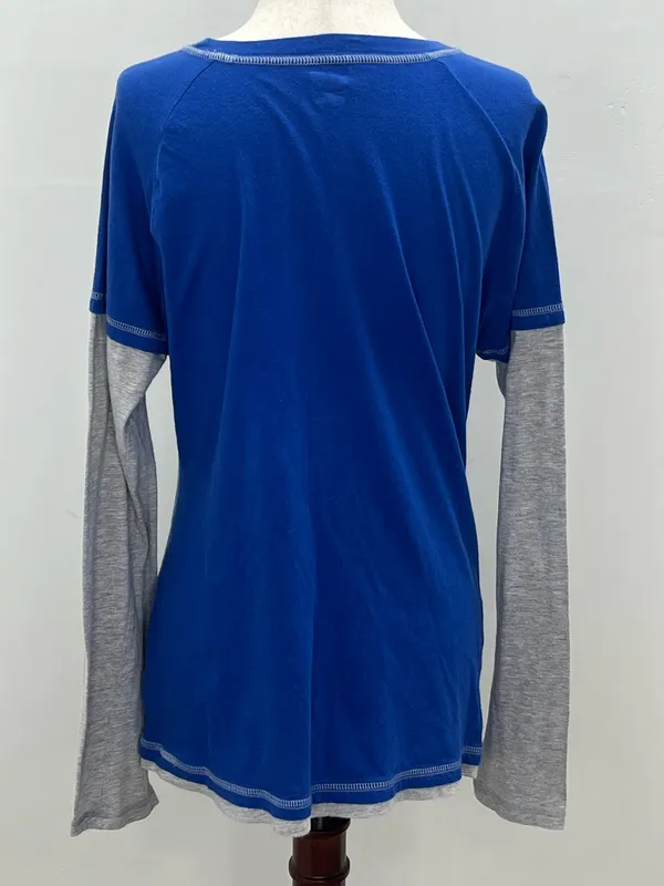 Soffe Kansas Jayhawks Football Women’s Layered Look Graphic Long Sleeve Shirt XL - Image 5