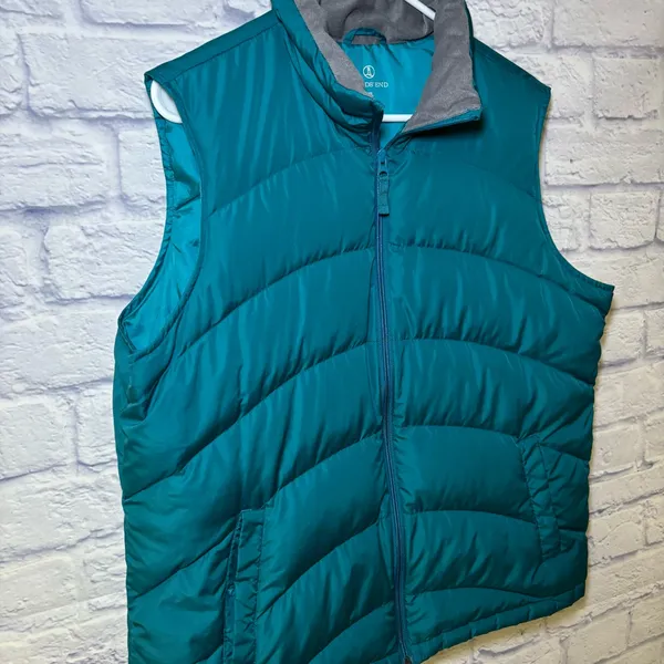 Lands End Turquoise Puffer Vest Down Feather Quilted Zip Up Womens XL 18 Outdoor - Image 6