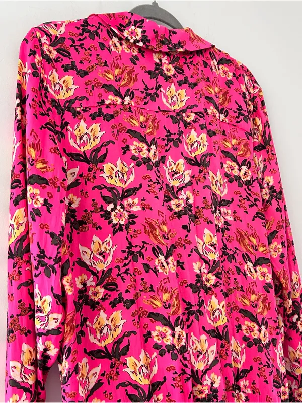 Intimately by Free People| Hot Pink Floral Low Cut Bodysuit sz S - Image 7