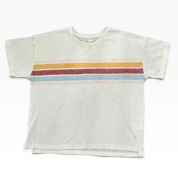 Altar'd State Retro Stripe Short Sleeve Top Cream XL ASKN T265CPK - Image 2