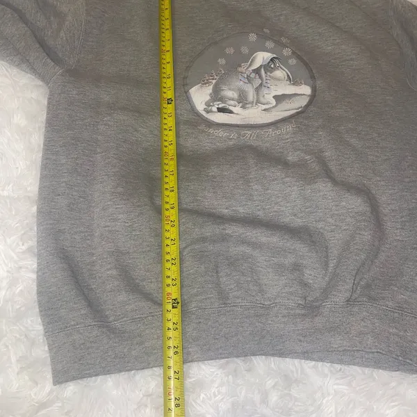 Vintage Disney Store Winter Snow Globe Pooh Eeyore Crewneck Sweatshirt Size XL - Image 7