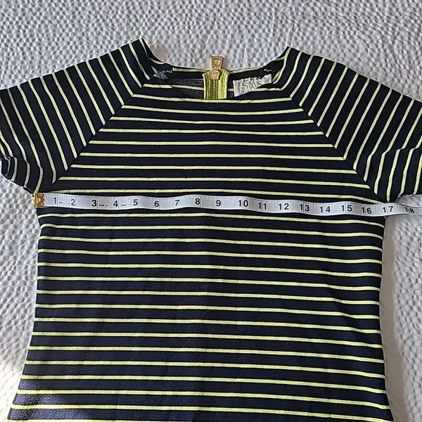 STS Sail To Sable Crew Neck‎ Mini Dress Short Sleeve Navy and Lime Stripped XS - Image 3
