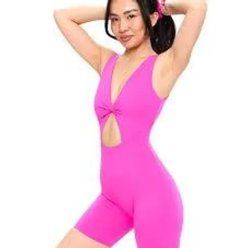 Buffbunny Women Romper XXS Pink Activewear Twist Back Cutout Bodysuit - Image 3