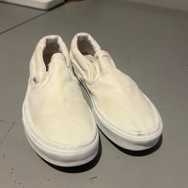 Vans Classic Slip-On White Canvas Sneakers Men’s 6.5 / Women’s 8 - Image 2
