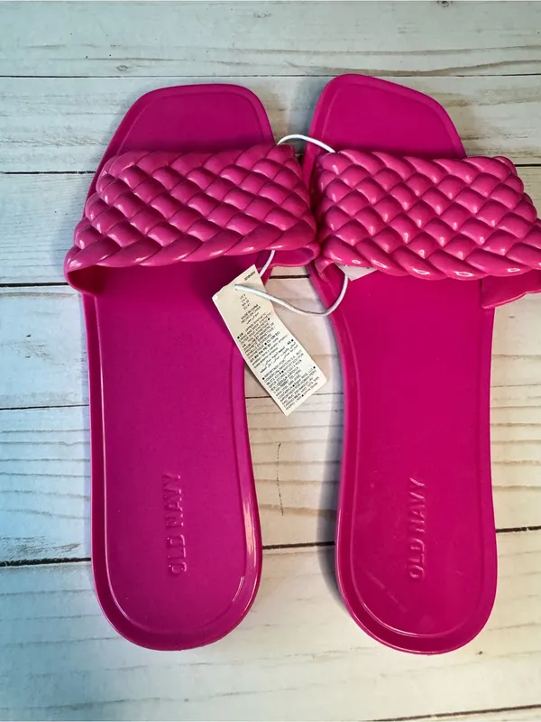 Old Navy Women’s Black Braided Jelly Low Heel Sandals Sz 9 New With Tag - Image 4