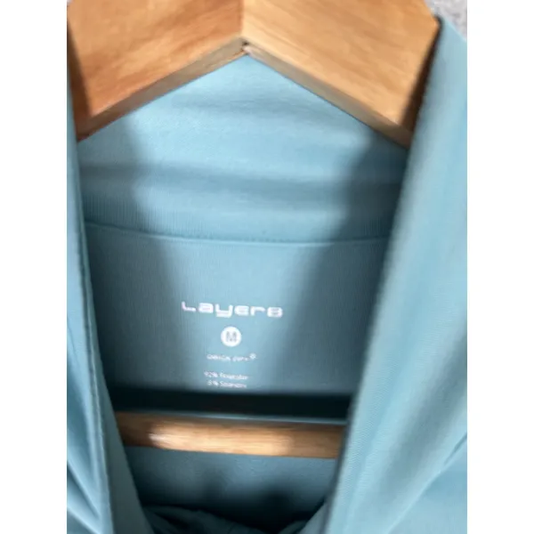 Layer 8 Medium Womens Zip Athletic‎ Top Long Sleeve Blue Golf Stretch Mock Neck - Image 4