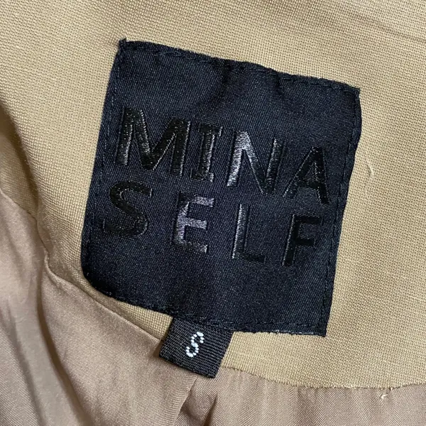 Mina Self Women Khaki Tan Open Front Collarless Blazer Jacket XX005S Size S NWT - Image 6