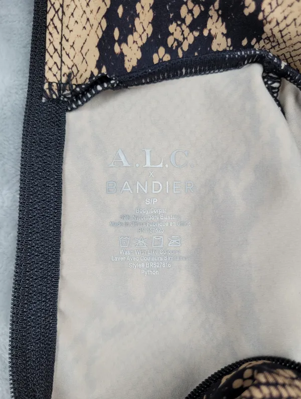 A.L.C. x Bandier Bodysuit Womens Size S Small Python Snakeskin Cutout Mock Neck - Image 9