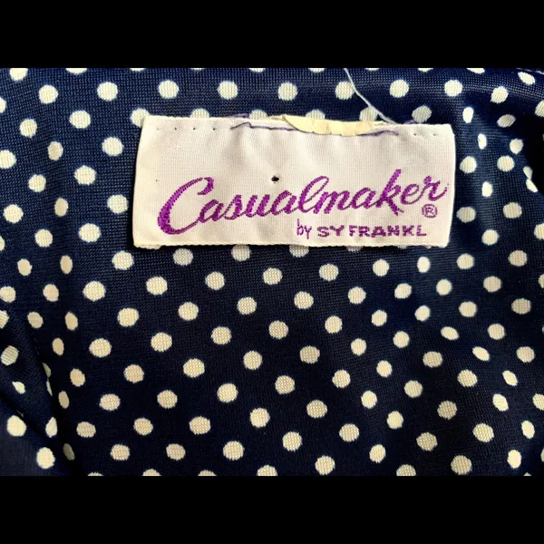 Vintage 50’s Casualmaker Blue Polka Dot Short Sleeve Dress - Image 5