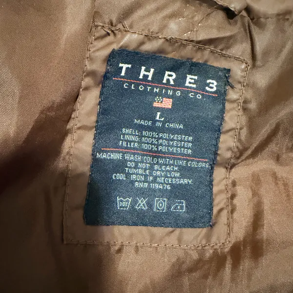 THRE3 Clothing Co. Chocolate Brown Quilted Puffer Vest Size L - Image 4