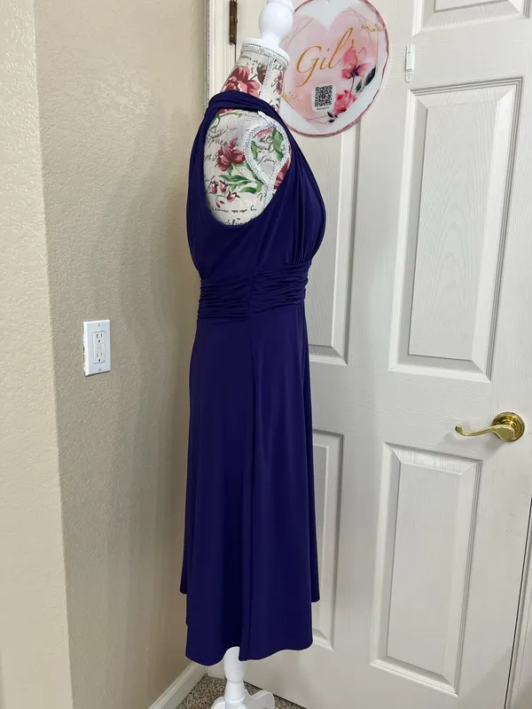 Jones Wear Halter V-Neck Midi Dress in Deep Purple size 8 - Image 3