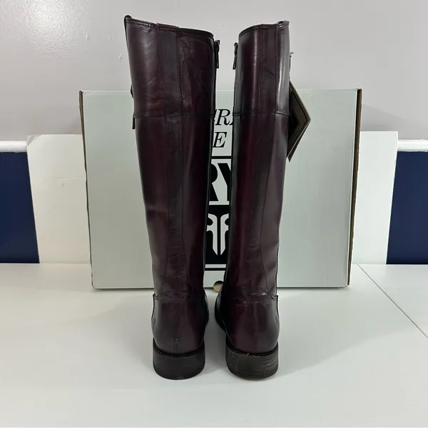 Frye Jayden Button Tall Leather Riding Boots in Bordeaux New in Box Size 8M - Image 4