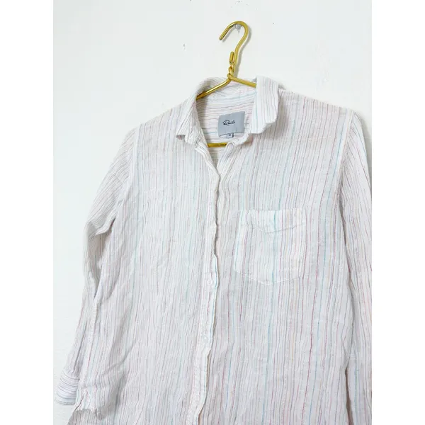 Rails Charli Shirt Size XS Oahu Stripe Metallic Linen Lightweight Button Down - Image 9