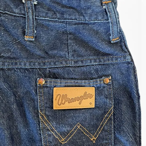 Vintage Wrangler High-Rise Tapered Straight Leg Blue Denim Jeans Made in USA L - Image 4