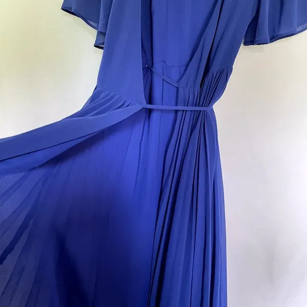 Lulus‎ Midi Wrap Dress XS Royal Blue Women Flutter Sleeve Chiffon - Image 5