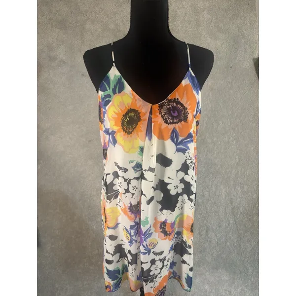 newbury kustom dress floral‎ dress mini slip lined small - Image 2