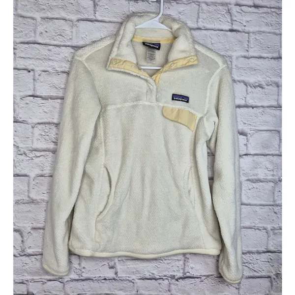 Patagonia Re-Tool Snap-T Fleece Pullover Womens Small White Cream Polartec 25442 - Image 3