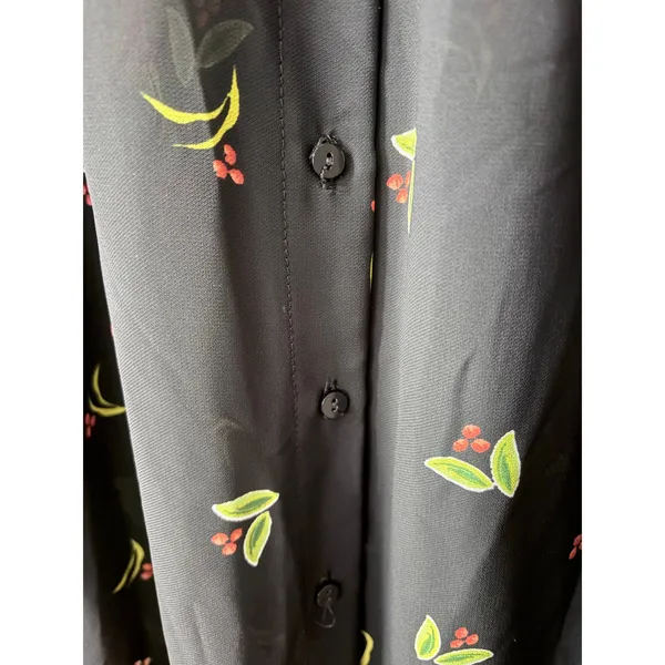Zara Black Floral Print Boho Crossover Midi Dress Wrap Style Size XS - Image 6
