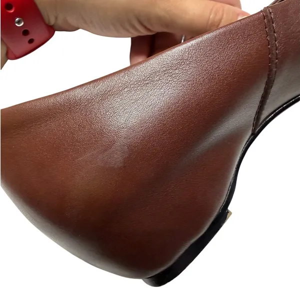 Handmade Brown Leather Pointed Toe Flats Size 6.5 (230) Whipstitch Low Heel - Image 12