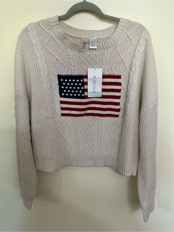 NEW Altar’d State AS Revival American USA Flag Sweater Size XL NWT - Image 2