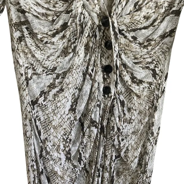 Zara Women‎ Wrap Dress S Reptile Print Surplice Neck High Slits Boho Chic Beachy - Image 8