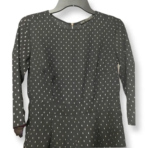 Zara Black Polka Dot Romper 3/4 Sleeve Romper Playsuit Size Small Retro Chic - Image 2