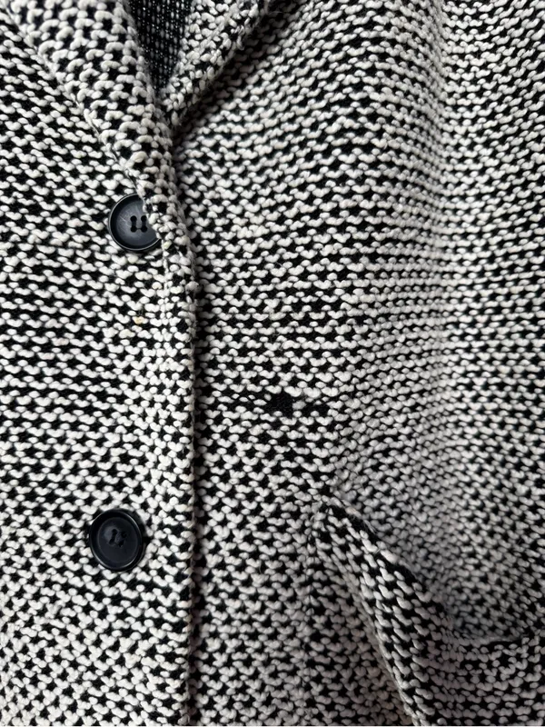 Marine Layer Birdseye‎ Knit Button Front Blazer Black White Size Small - Image 2