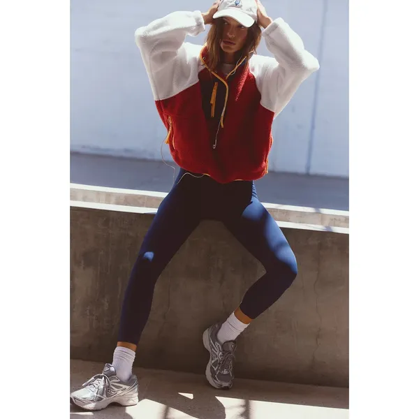 Free People Movement Hit The Slopes Colorblock‎ Fleece Pullover Red Sport Combo - Image 2